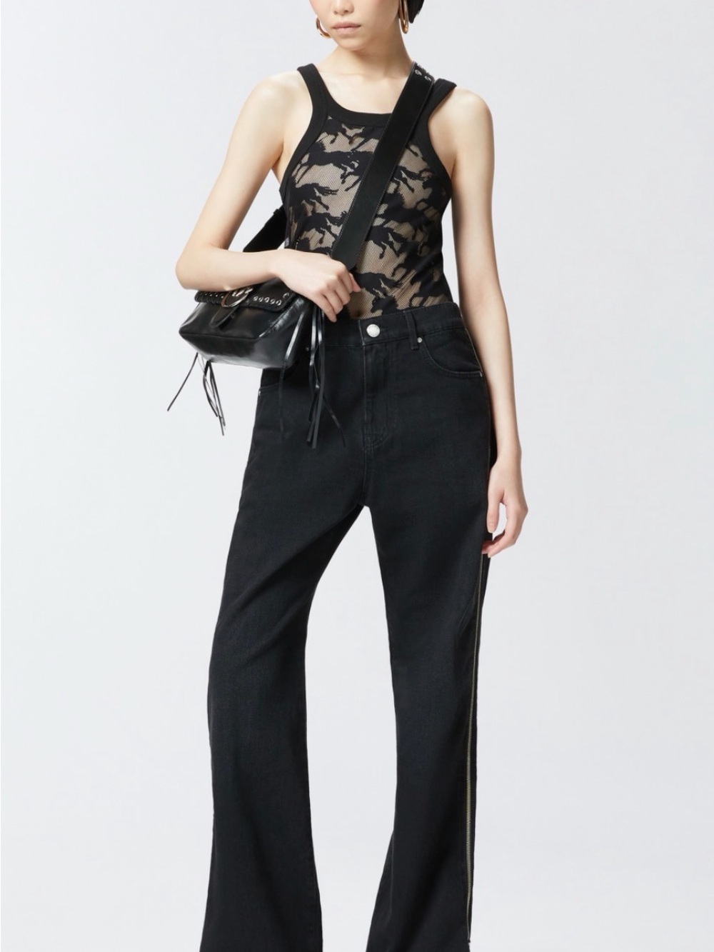 Reimagine Pinko black semi transparent mesh front tank, Size S, NWT - Picture 9 of 14